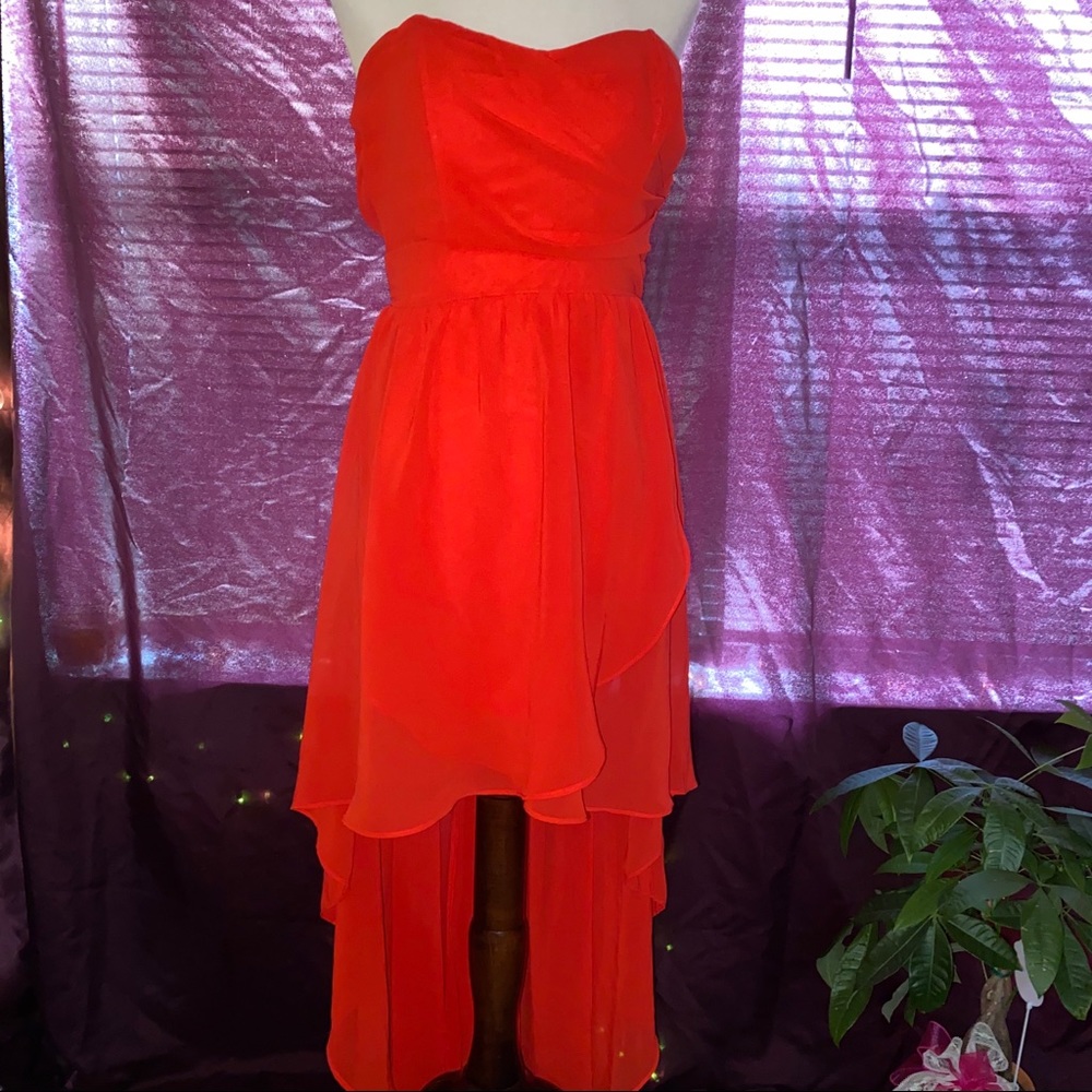 Red high-low hem dress